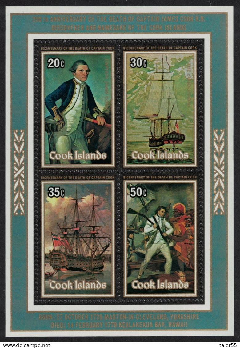 Cook Is. Death Bicentenary Of Captain Cook MS 1979 MNH SG#MS632 - Islas Cook