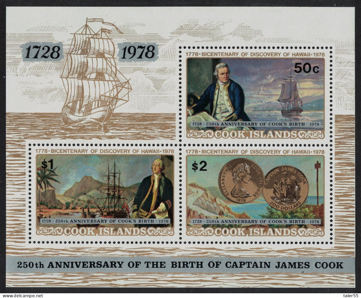 Cook Is. Captain James Cook Coins Ships MS 1978 MNH SG#MS616 Sc#501A - Islas Cook