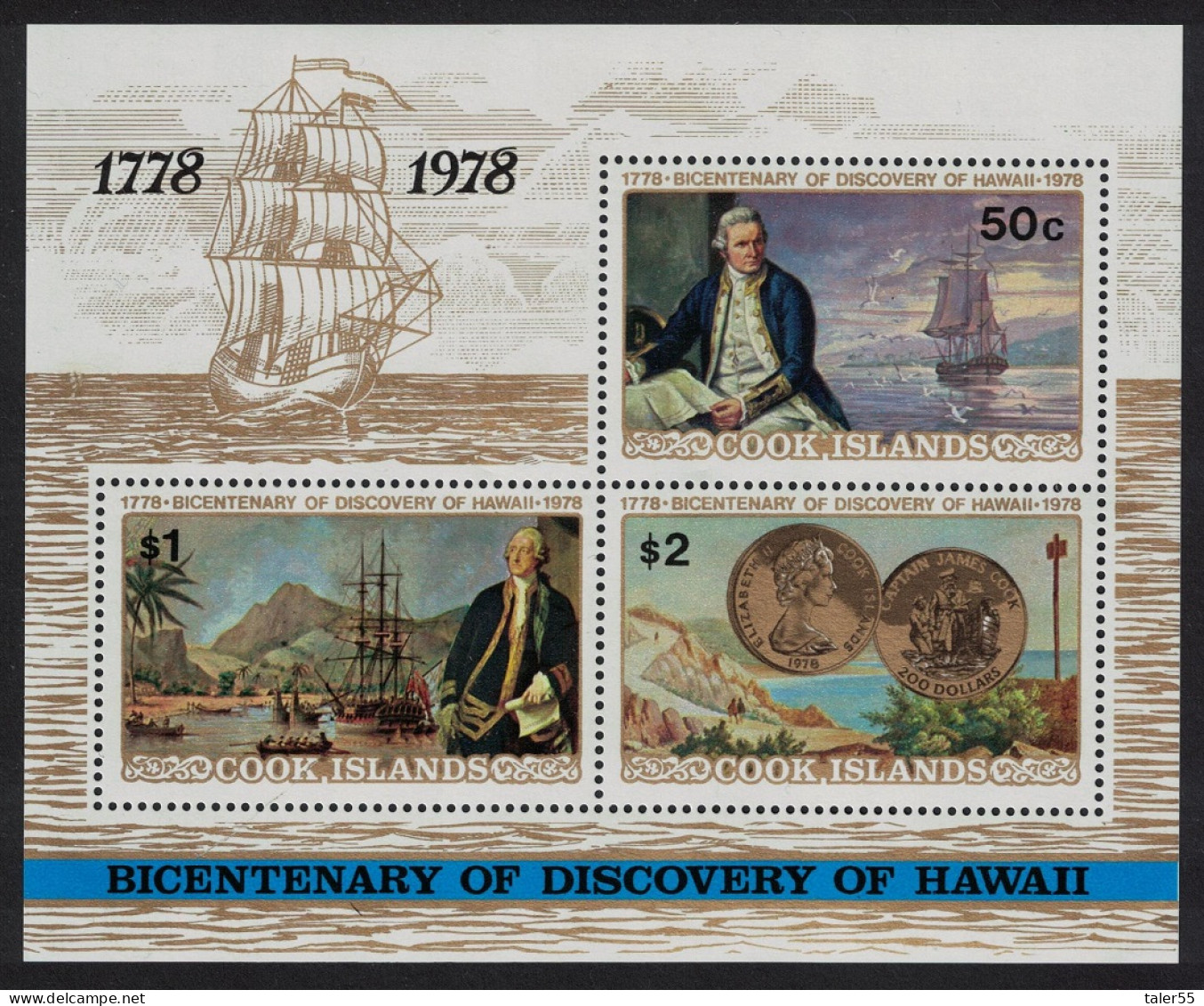 Cook Is. Captain Cook Coins Discovery Of Hawaii MS 1978 MNH SG#MS587 Sc#482a - Islas Cook