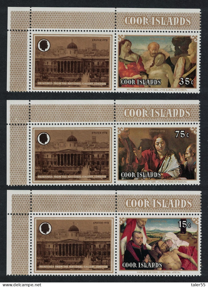 Cook Is. Easter Paintings 3v Corners Labels 1978 MNH SG#588-590 - Islas Cook