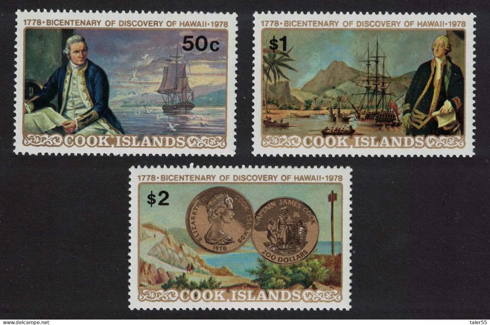 Cook Is. Captain Cook Discovery Of Hawaii 3v 1978 MNH SG#584-586 MI#547-549 Sc#480-482 - Islas Cook