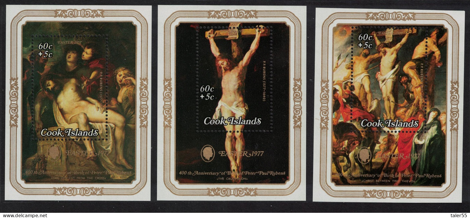 Cook Is. Easter 400th Birth Anniversary Of Rubens 3 MSs 1977 MNH SG#MS575 Sc#B60-B62 - Islas Cook