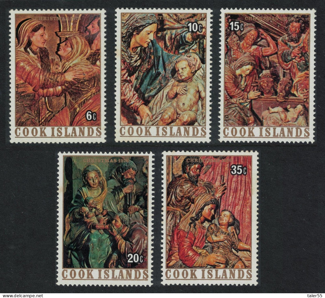 Cook Is. Christmas Renaissance Sculptures 5v Def 1976 SG#556-560 - Islas Cook