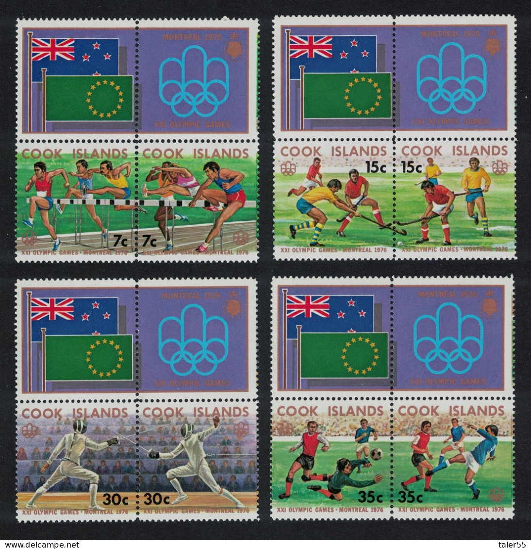 Cook Is. Football Fencing Olympic Games Montreal 4 Pairs 1976 MNH SG#547-554 Sc#451-458 - Islas Cook