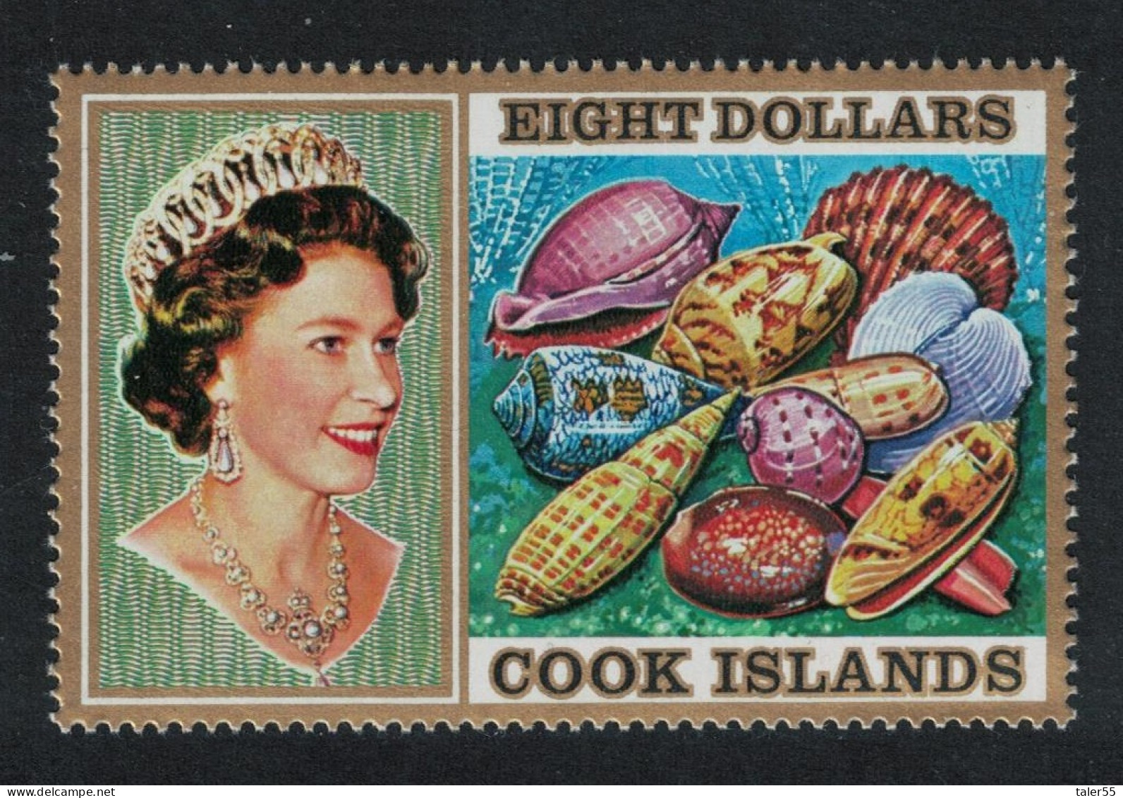 Cook Is. Queen Elizabeth II And Sea Shells $8 1975 MNH SG#486 - Islas Cook