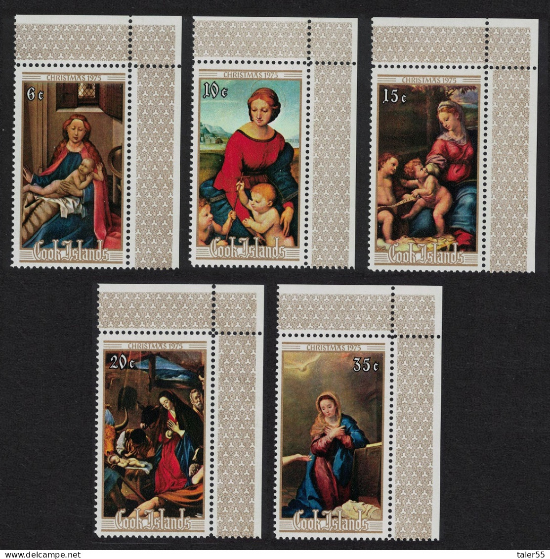 Cook Is. Christmas Painting By Great Masters 5v Corners 1975 MNH SG#529-533 - Islas Cook