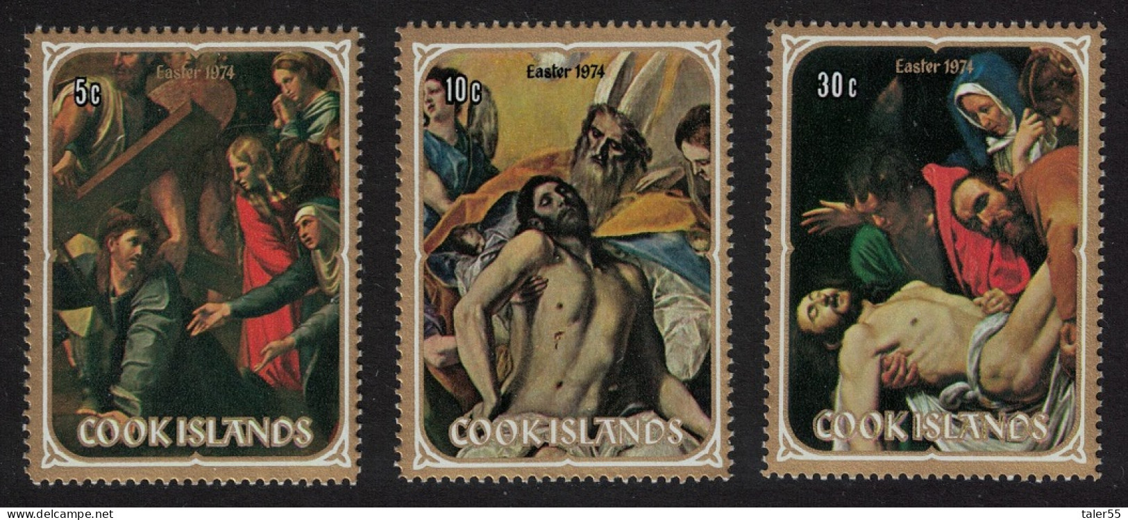 Cook Is. Easter Painting Raphael El Greco Caravaggio 3v 1974 MNH SG#461-63 - Islas Cook