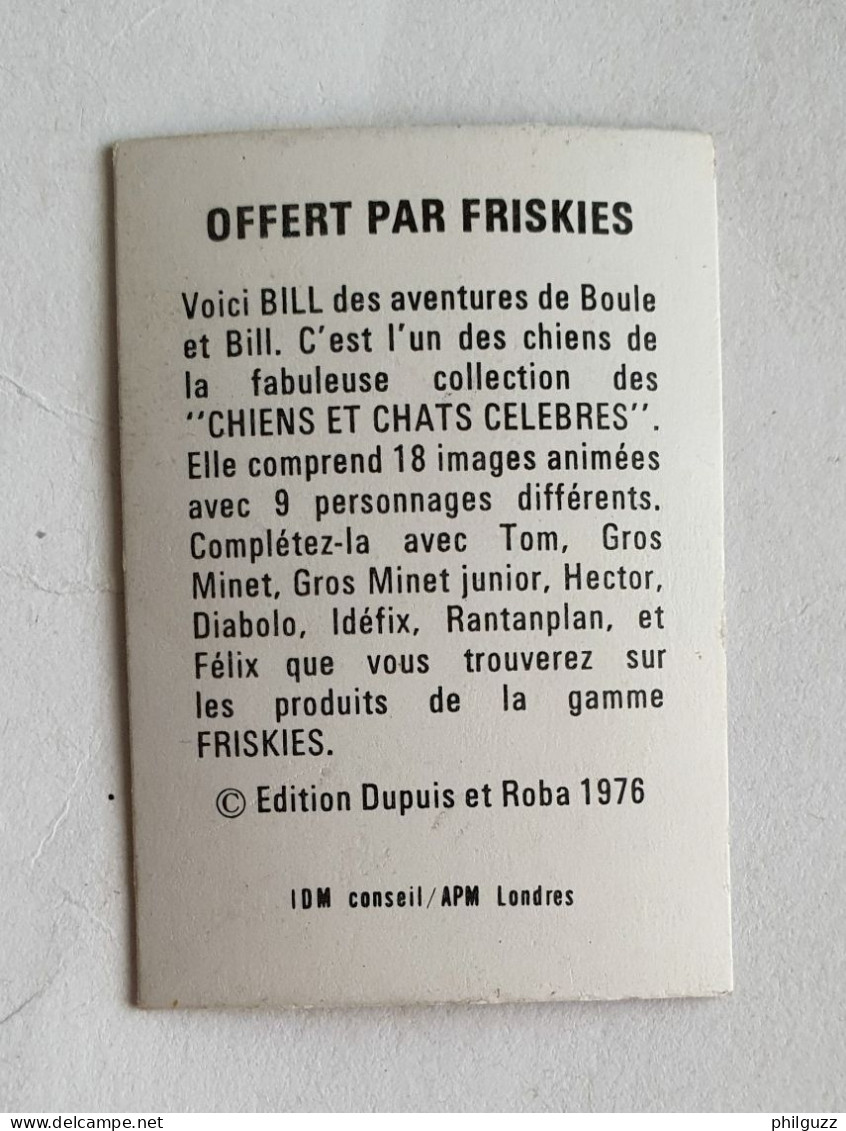 RARE IMAGE HOLOGRAPHIQUE PUBLICITAIRE FRISKIES BOULE ET BILL BILL QUI JOUE AU YOYO 1976 (2) - Chromo's