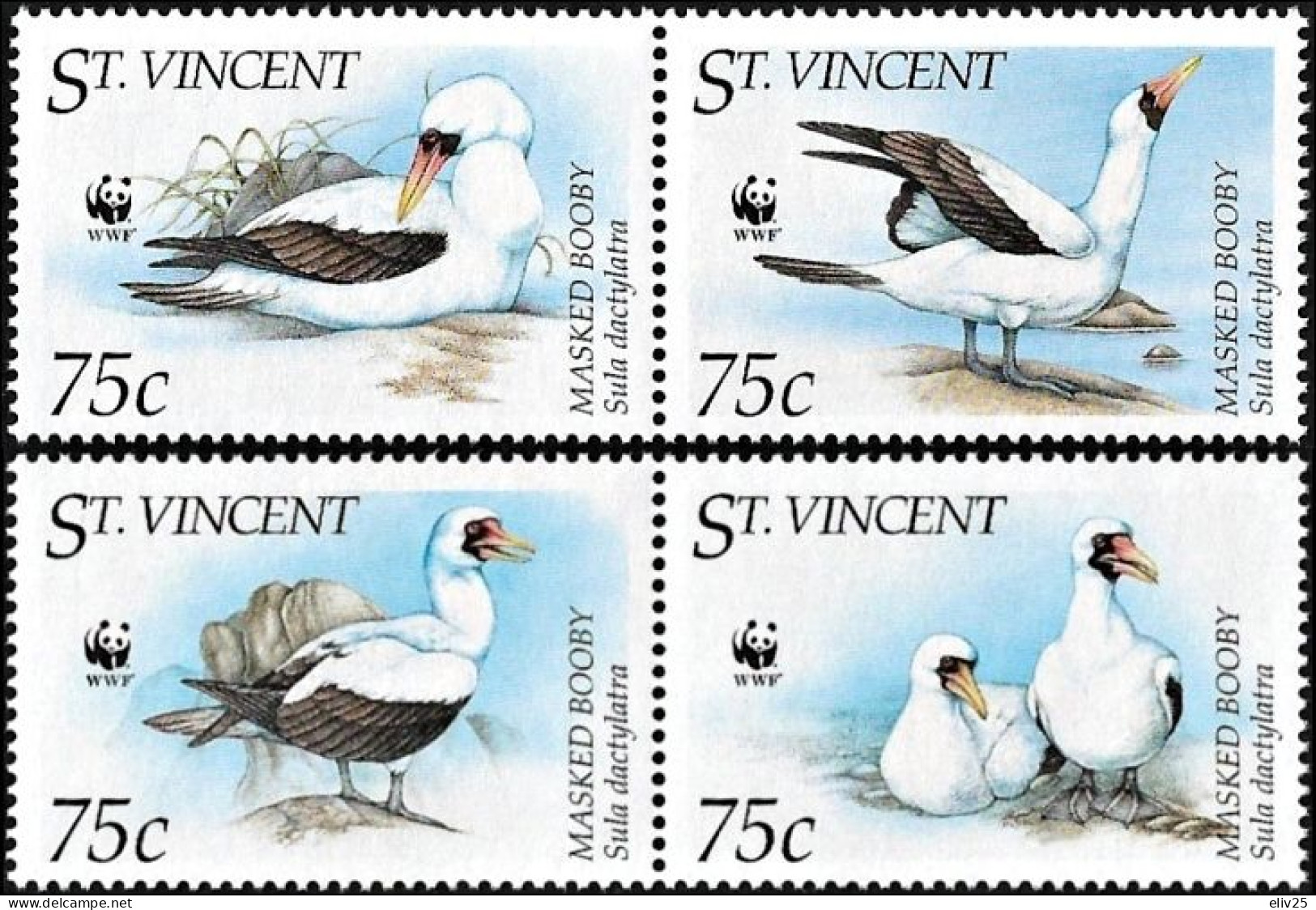 St. Vincent 1995, WWF Masked Booby - 4 V. MNH - Neufs