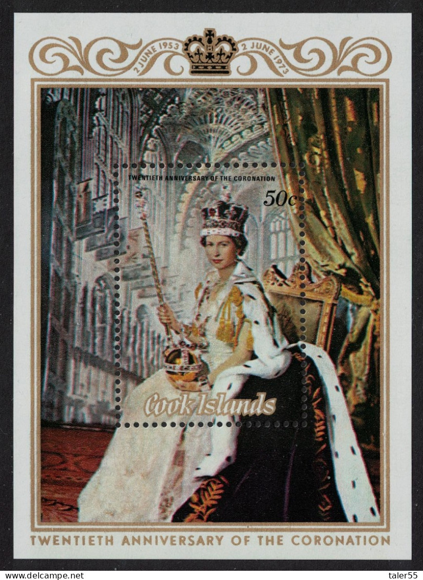 Cook Is. 20th Anniversary Of Queen Elizabeth's Coronation MS 1973 MNH SG#MS430 - Islas Cook