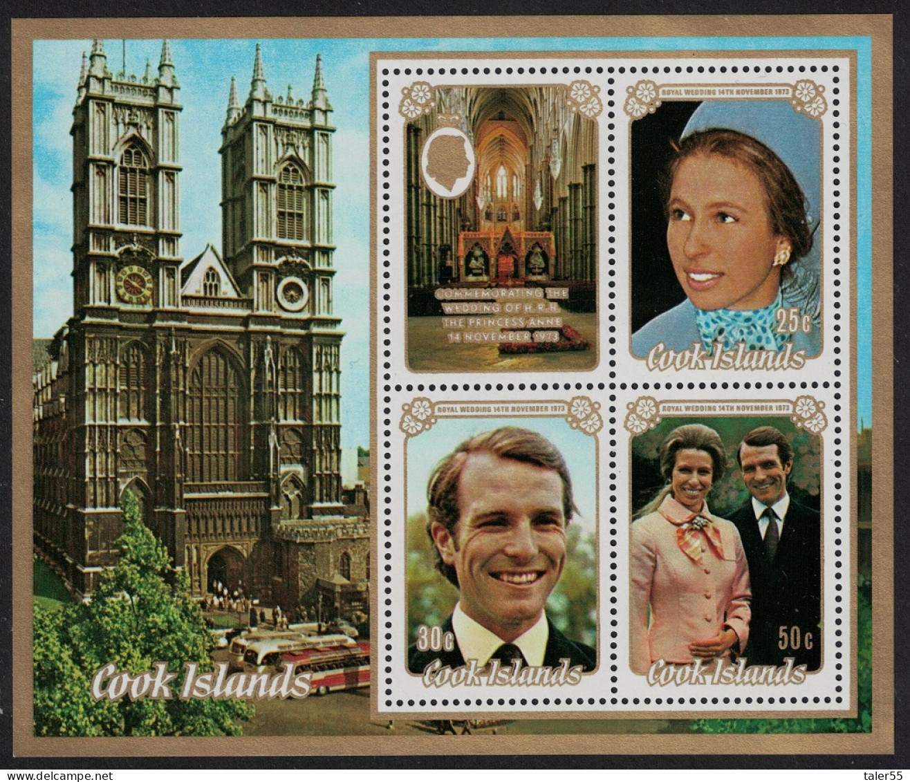 Cook Is. Princess Anne Royal Wedding MS 1973 MNH SG#MS453 - Islas Cook