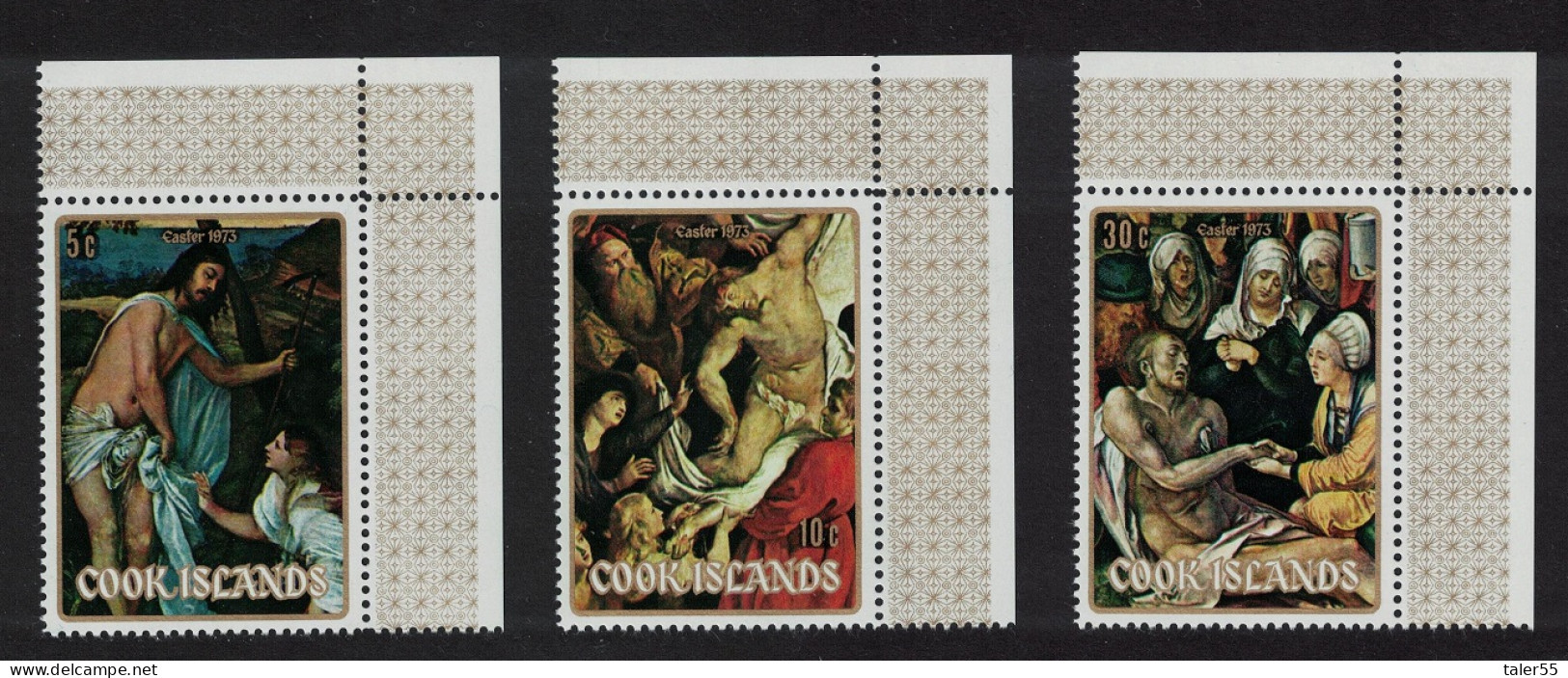 Cook Is. Noli Me Tangere' Painting By Titian Easter 3v Corners 1973 MNH SG#424-426 Sc#346-348 - Islas Cook