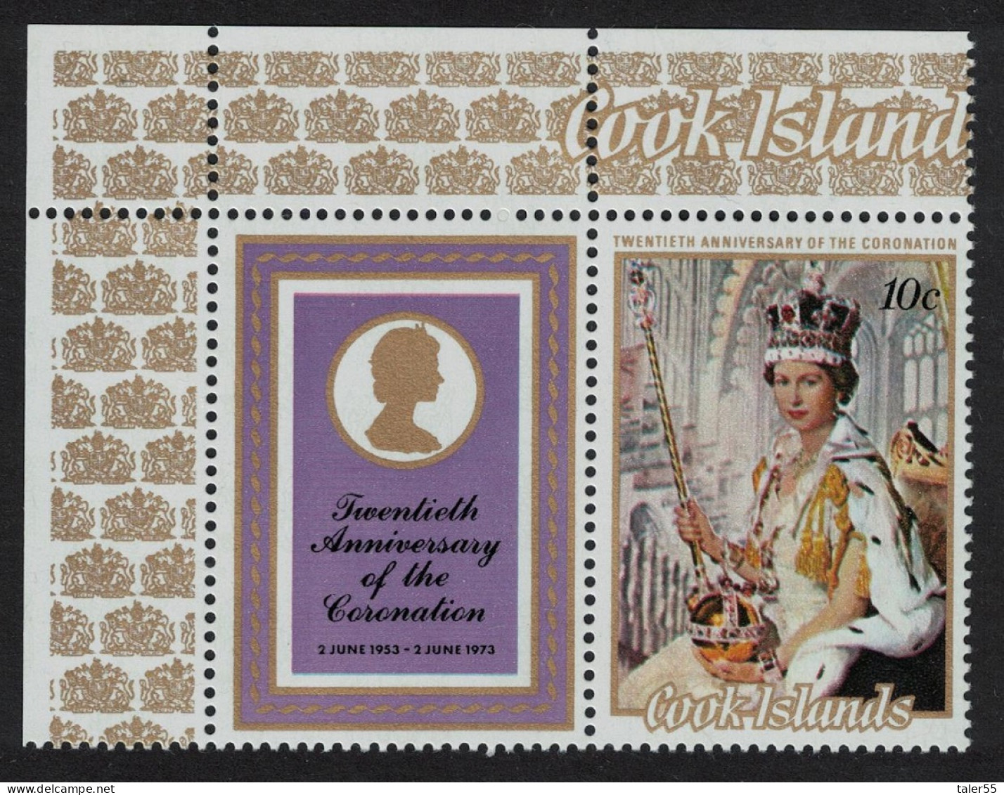 Cook Is. Queen Elizabeth's Coronation Corner Label 1973 MNH SG#429 - Islas Cook