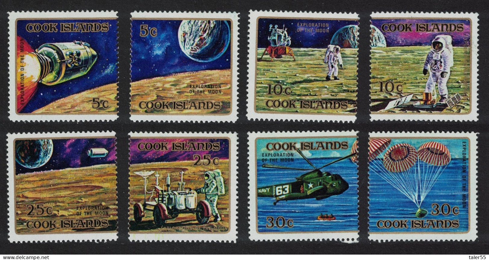 Cook Is. Space Apollo Moon Exploration Flights 8v 1972 MNH SG#383-390 - Islas Cook