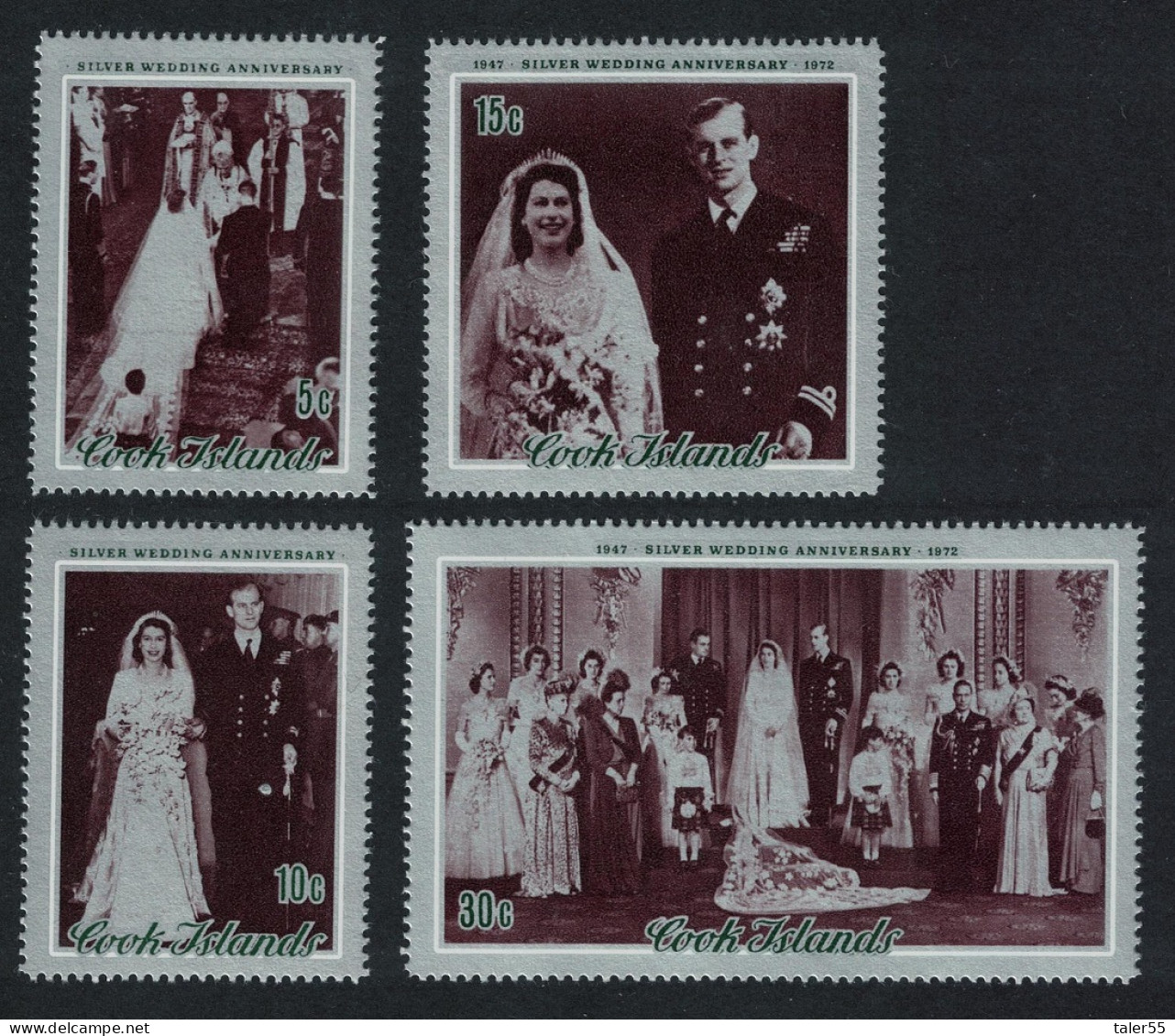 Cook Is. Royal Silver Wedding 4v 1972 MNH SG#413-416 Sc#335-338 - Islas Cook