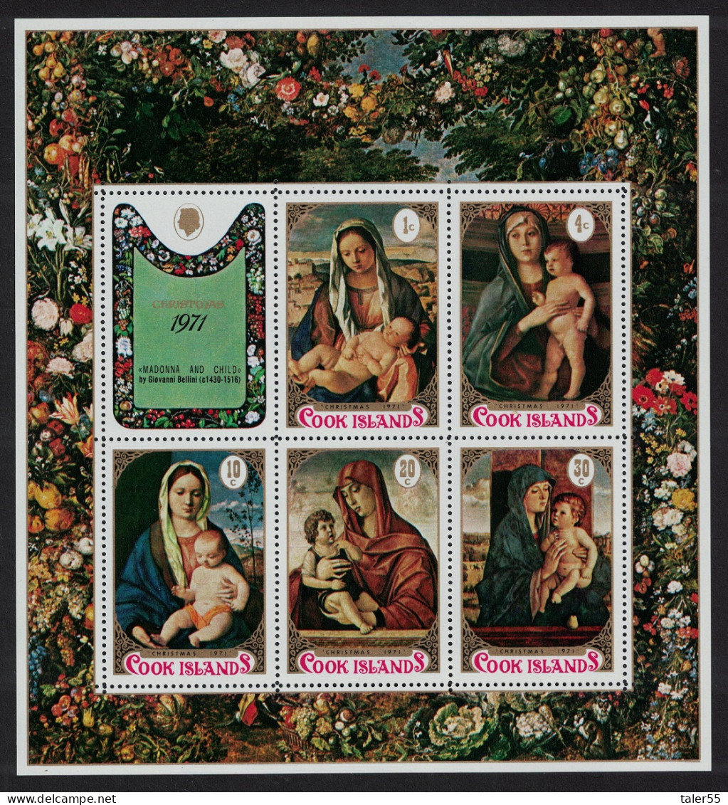 Cook Is. Christmas Paintings MS 1971 MNH SG#MS370 MI#287-291 Sc#310-314 - Islas Cook