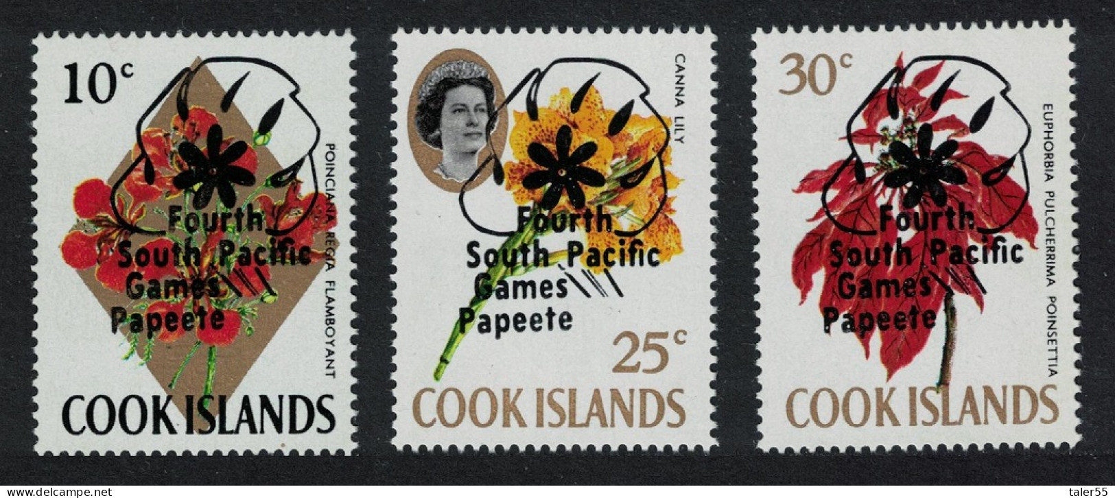 Cook Is. Fourth South Pacific Games Tahiti Overprints 3v 1971 MNH SG#351=357 - Islas Cook
