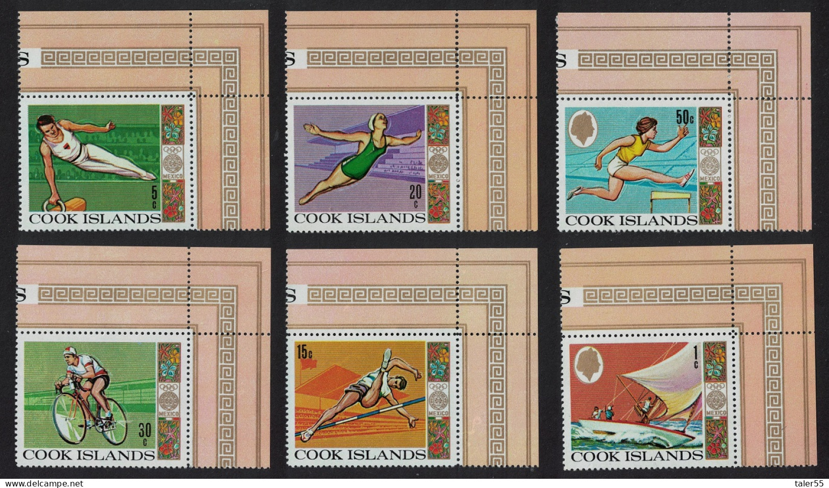 Cook Is. Cycling Gymnastics Olympic Games Mexico 6v Corners 1968 MNH SG#277-282 Sc#237-242 - Islas Cook