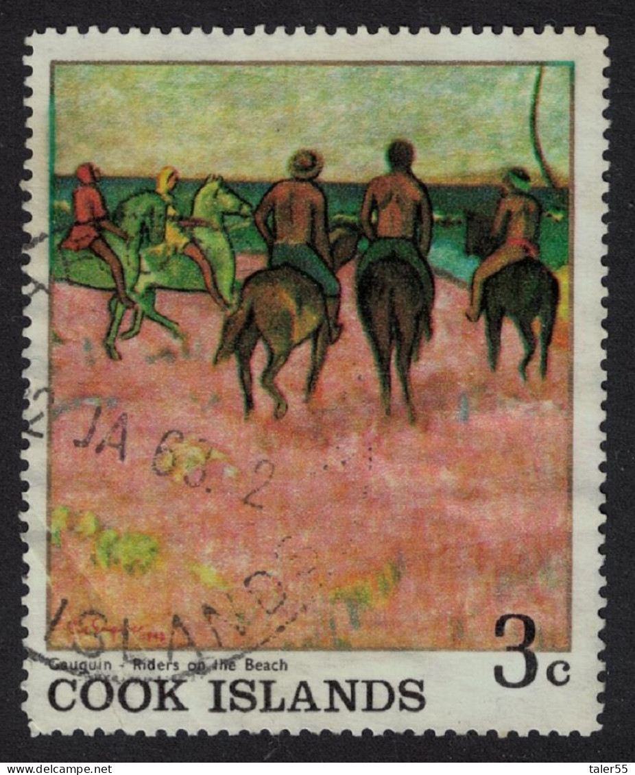 Cook Is. 'Riders On The Beach' Painting By Gauguin 1967 Canc SG#250 - Islas Cook