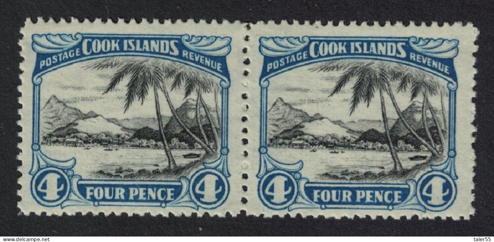Cook Is. Port Of Avarua 4d Pair PERF 14! 1932 MNH SG#103a MI#33C - Islas Cook