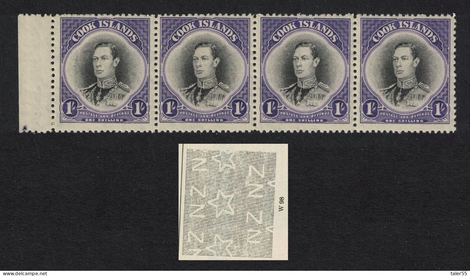 Cook Is. King George VI 1Sh WZ98 Strip Of 4 1944 MNH SG#143 - Cookeilanden