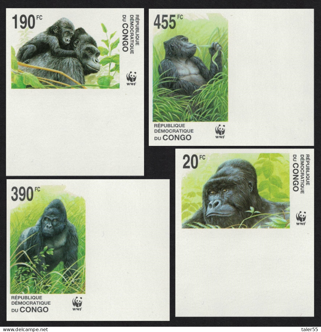 DR Congo WWF Grauer's Gorilla 4v Imperf 2002 MNH MI#1708-1711 - Ungebraucht