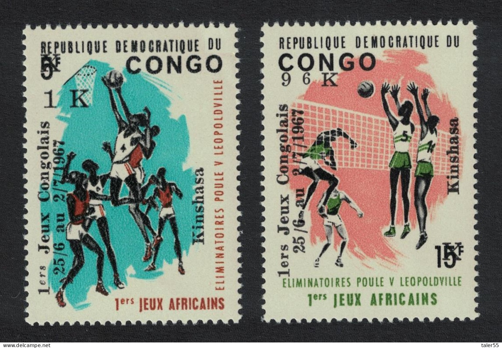 DR Congo Basketball Volleyball Sports 2v 1967 MNH SG#642-643 - Mint/hinged