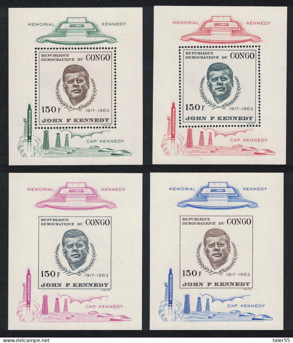 DR Congo Kennedy Commemoration 4 MSs Perf And Imperf RARR 1966 MNH SG#MS630 MI#Block 8-11 - Neufs
