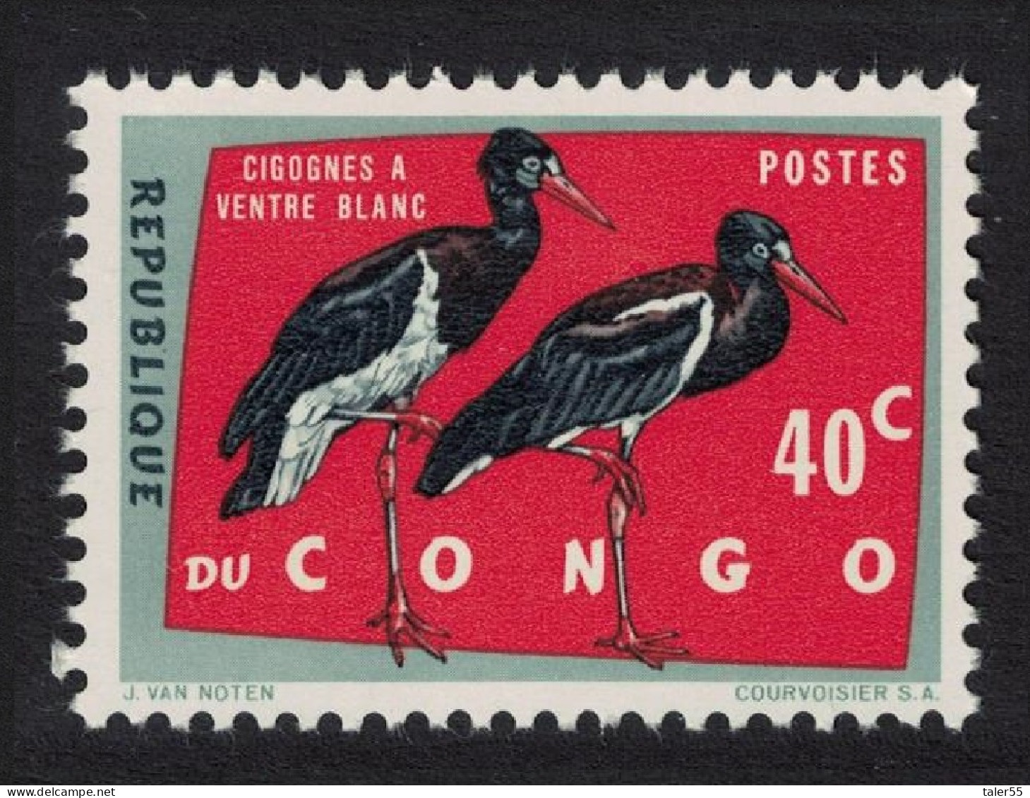 DR Congo Abdim's Stork Birds 40c 1962 MNH SG#471 - Mint/hinged