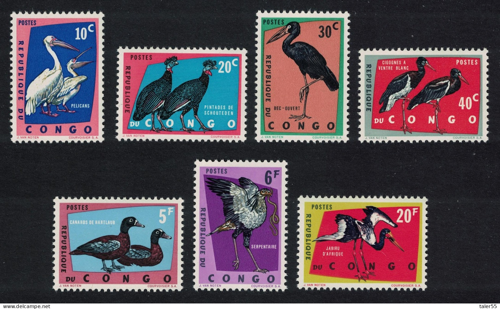 DR Congo Protected Birds 7v 2nd Part Of The Issue 1963 MNH SG#472=481 MI#138-144 Sc#429-442 - Mint/hinged