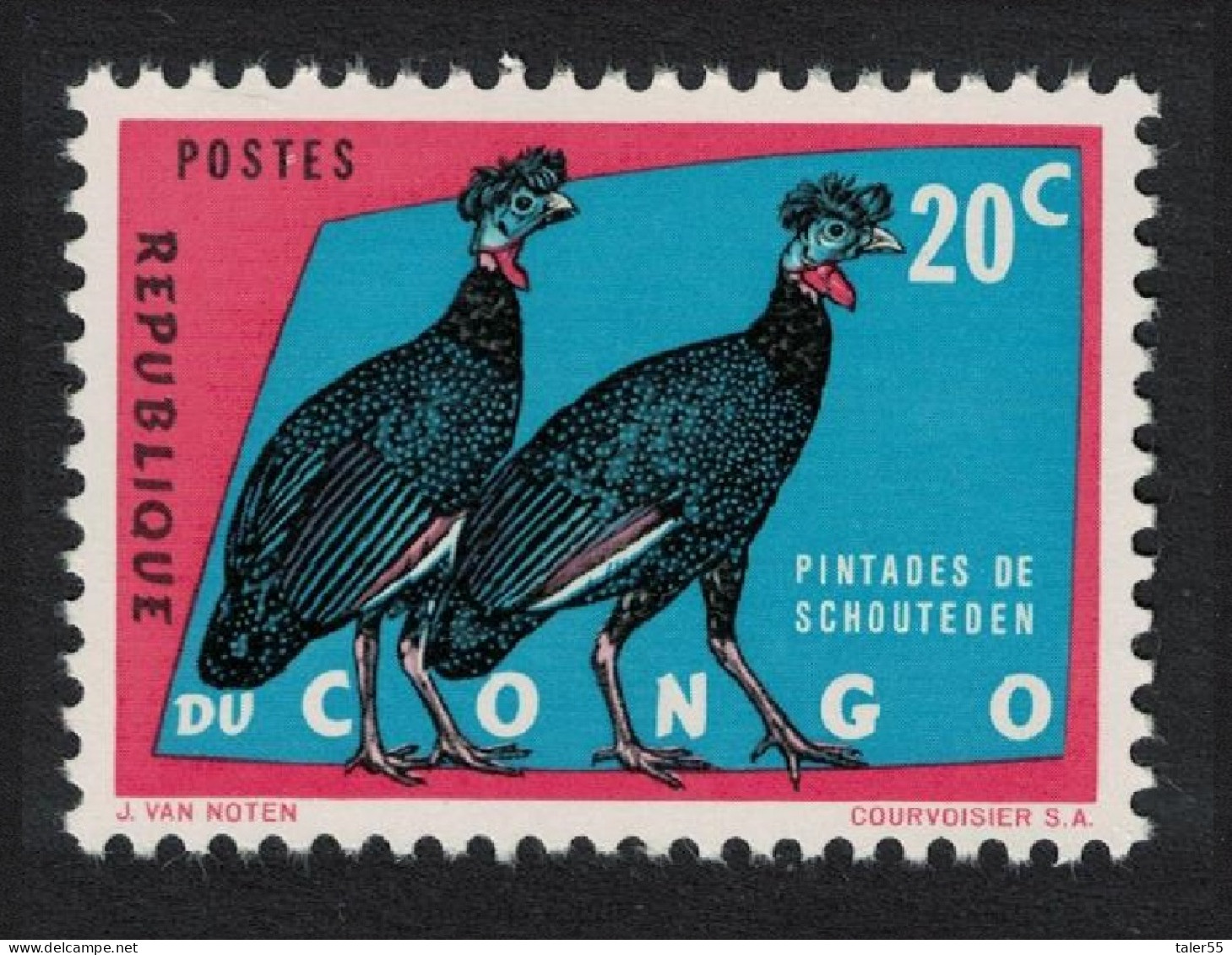 DR Congo Crested Guineafowl Birds 20c 1962 MNH SG#469 - Nuevas/fijasellos