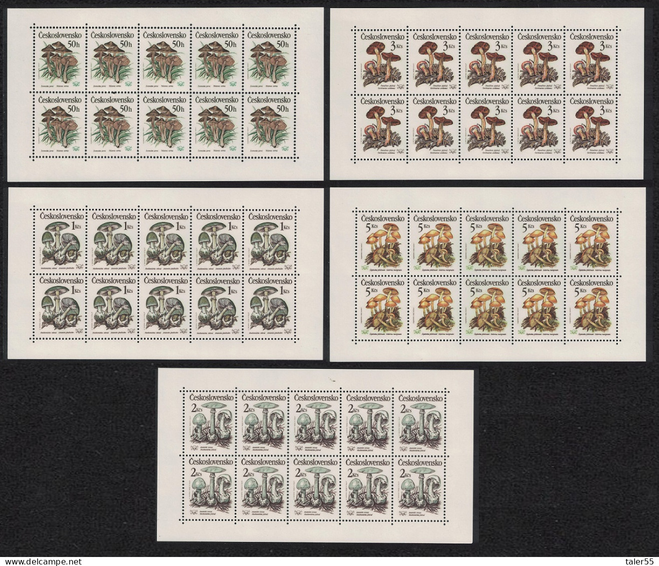 Czechoslovakia Poisonous Fungi 5 Sheetlets 1989 MNH SG#2992-2996 - Unused Stamps