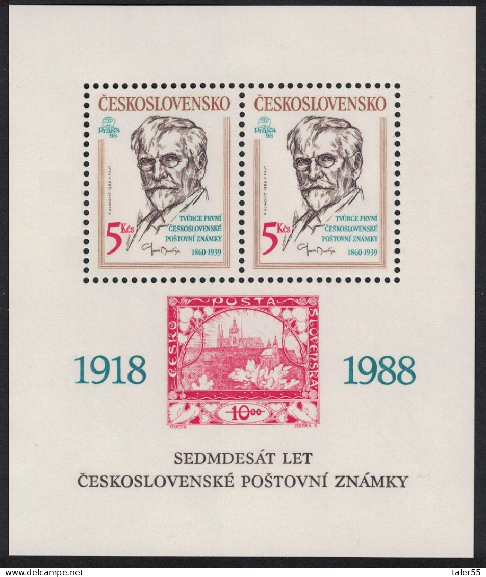 Czechoslovakia First Czechoslovak Stamps MS 1988 MNH SG#MS2946 - Nuevos