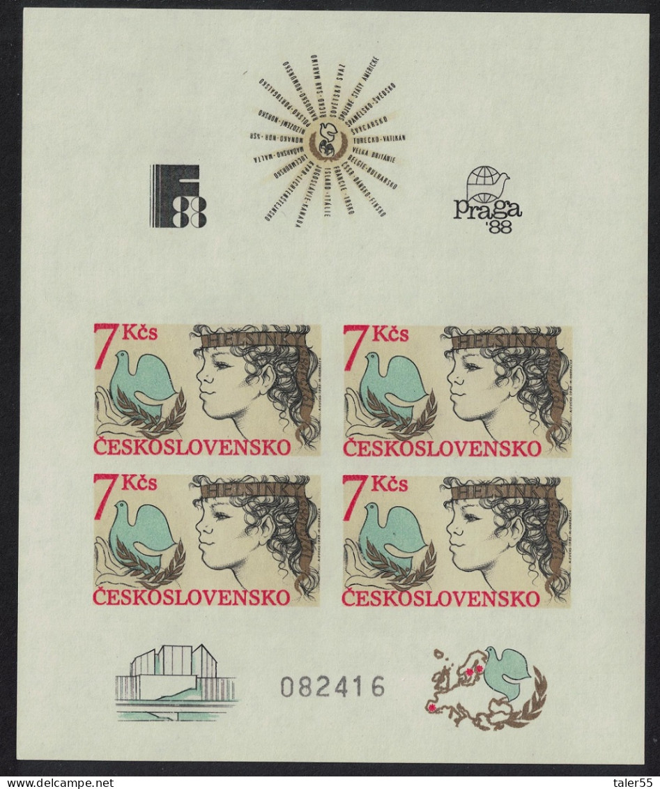Czechoslovakia Bird European Security Conference Helsinki MS Imperf RAR 1988 MNH SG#MS2790 MI#Block 83 - Unused Stamps