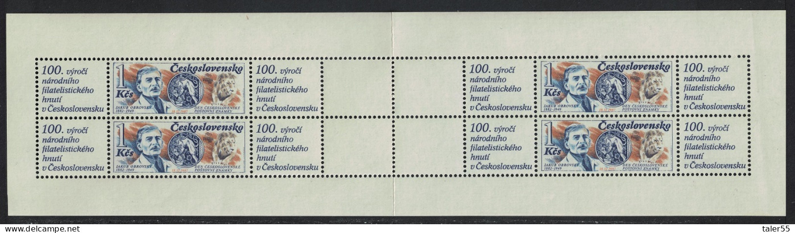 Czechoslovakia Stamp Day Jakub Obrovsky Designer Sheetlet 1987 MNH SG#2909 MI#2939KB - Ongebruikt