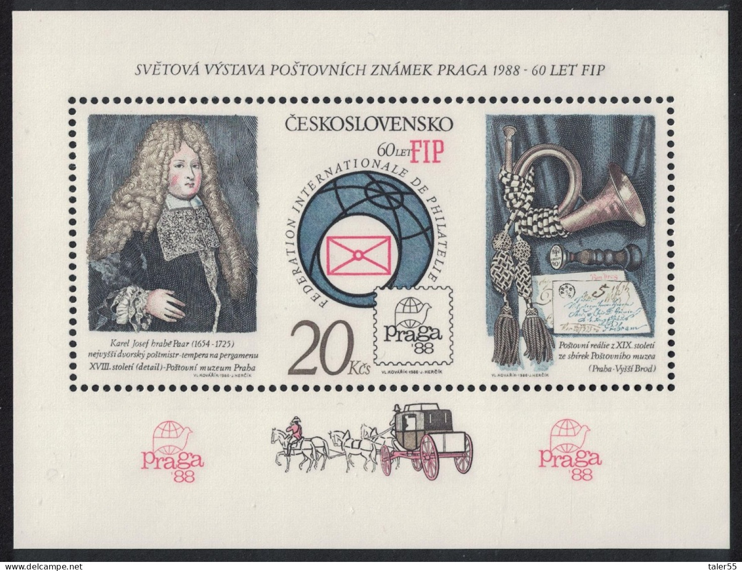 Czechoslovakia Praga '88 Stamp Exhibition Prague MS Frame Perf RARR 1986 MNH SG#MS2833 MI#Block 67C - Nuevos