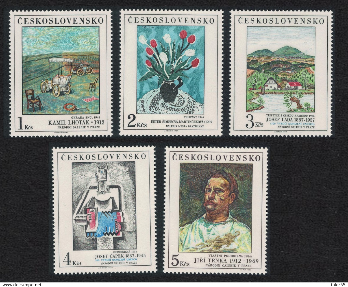 Czechoslovakia Art Paintings 21st Series 5v 1987 MNH SG#2904-2908 MI#2933-2937 - Unused Stamps