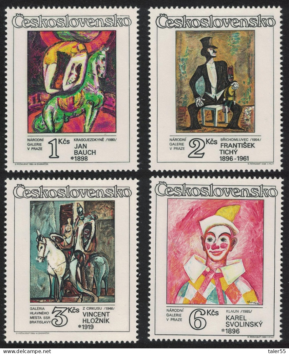 Czechoslovakia Circus And Variety Acts On Paintings 4v 1986 MNH SG#2854-2857 MI#2885-2888 - Ungebraucht