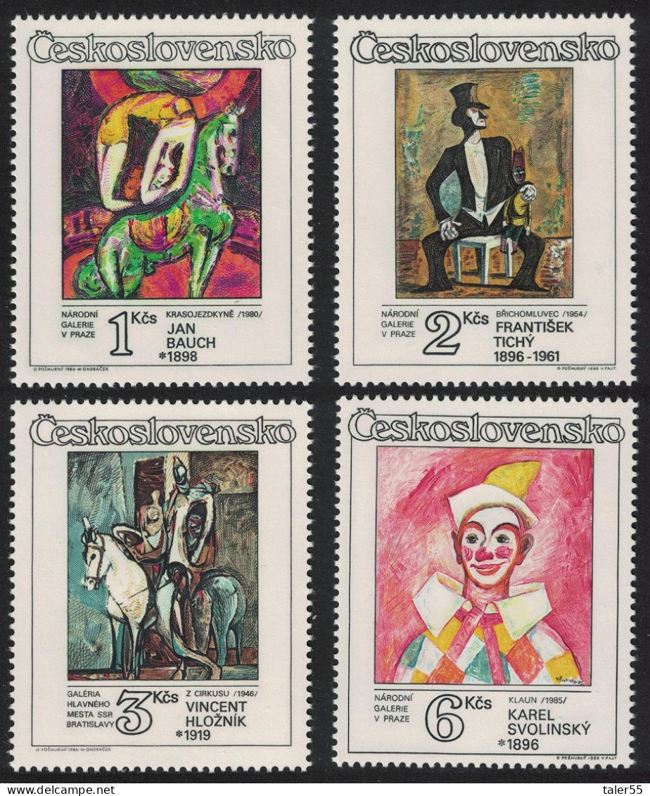 Czechoslovakia Circus And Variety Acts On Paintings 4v 1986 MNH SG#2854-2857 MI#2885-2888 - Ongebruikt