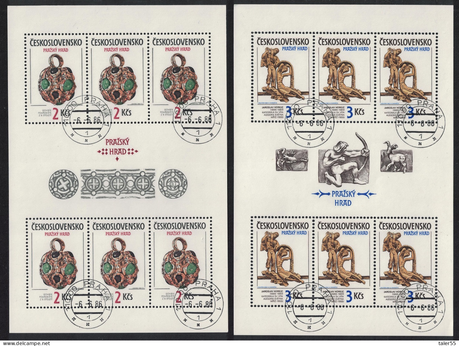 Czechoslovakia Prague Castle 22nd Series Sheetlets 1986 Canc SG#2834-2835 MI#2865-2866KB - Usati