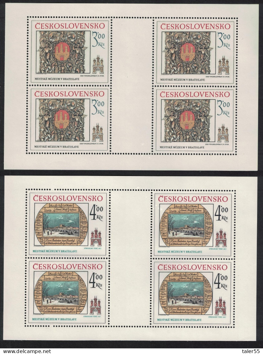 Czechoslovakia Historic Bratislava 8th Series 2 Sheetlets 1984 MNH SG#2736-2737 - Ongebruikt