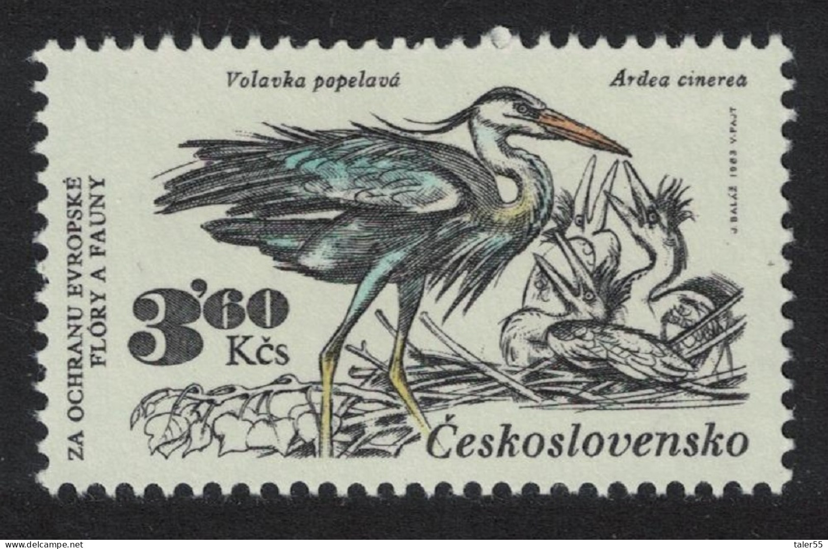 Czechoslovakia Grey Herons Bird 1983 MNH SG#2677 - Unused Stamps