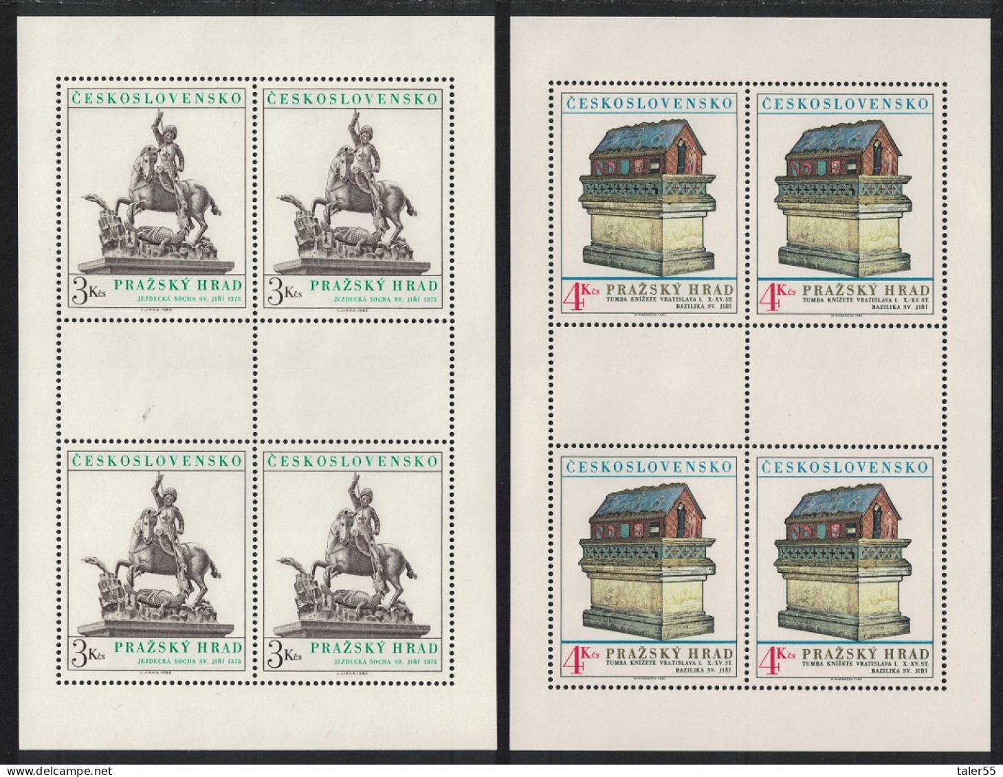 Czechoslovakia Prague Castle 18th Series 2 Sheetlets 1982 MNH SG#2637-2638 - Nuovi