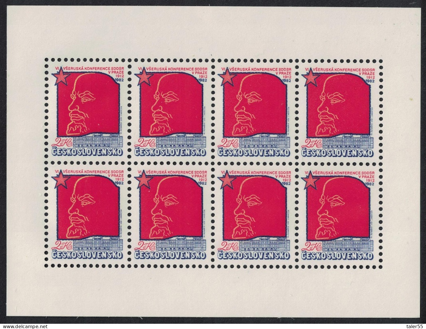 Czechoslovakia Lenin Sixth Russian Workers' Party Congress Prague Sheetlet 1982 MNH SG#2607 - Unused Stamps