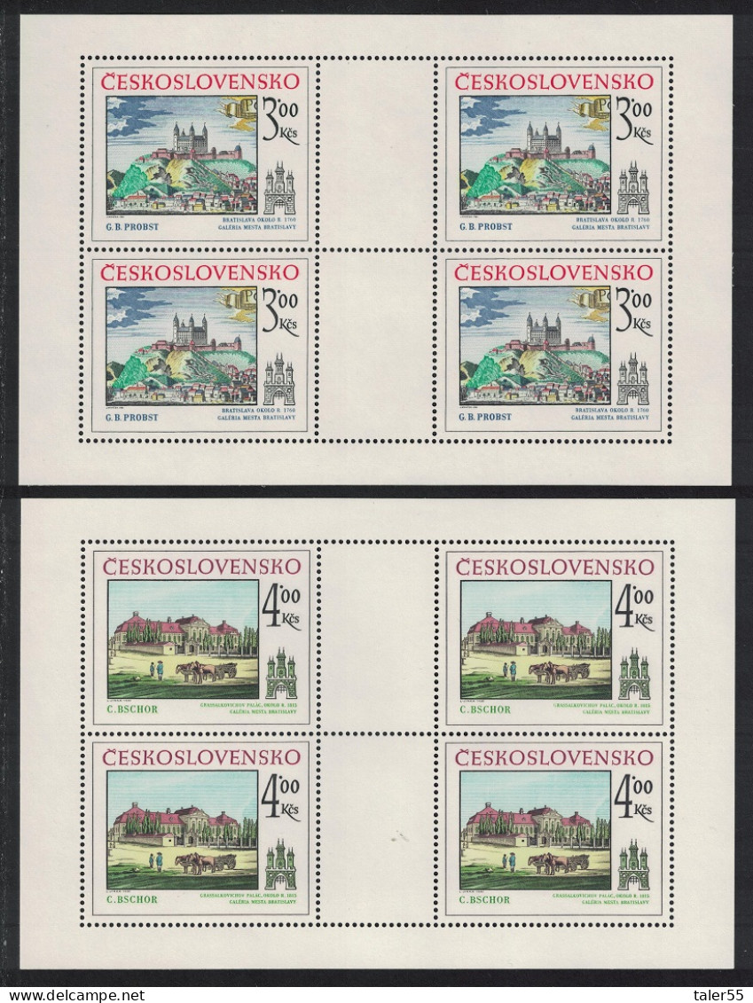 Czechoslovakia Historic Bratislava 5th Issue 2 Sheetlets 1981 MNH SG#2582-2583 - Unused Stamps