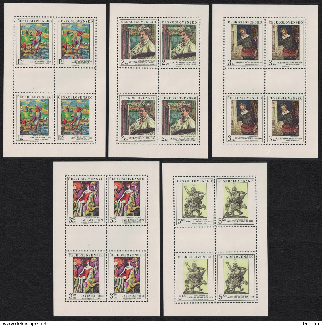 Czechoslovakia Art 13th Series 5 Sheetlets 1979 MNH SG#2495-2499 - Unused Stamps