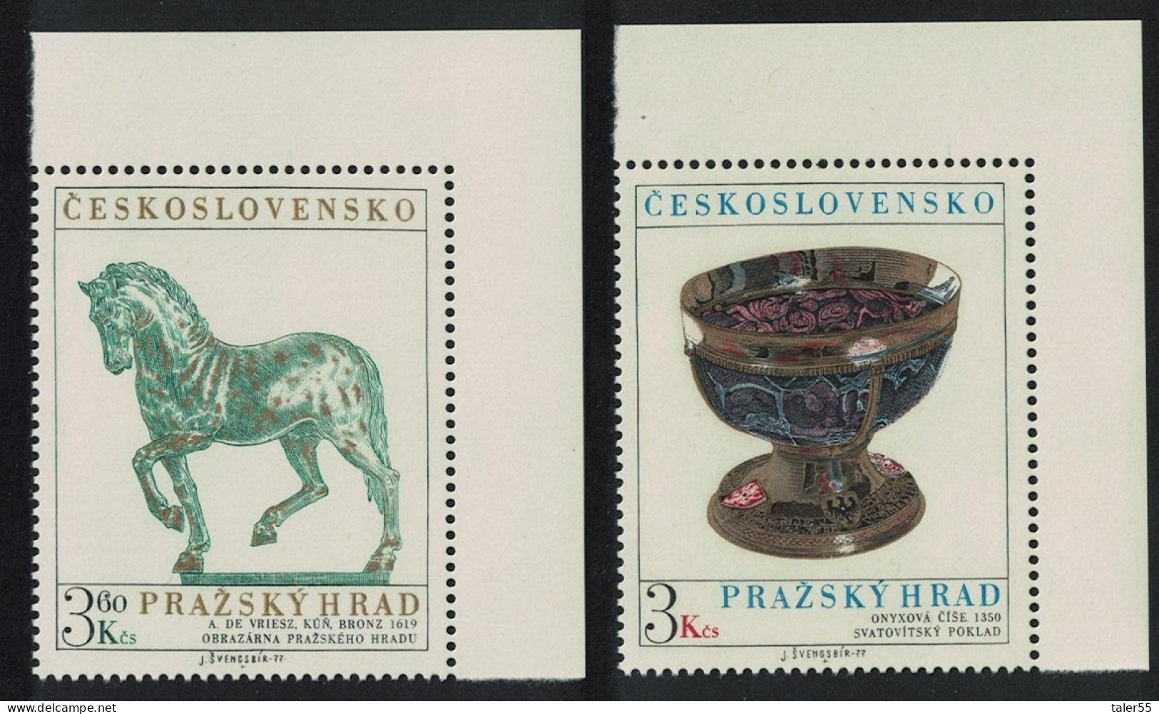 Czechoslovakia Prague Castle 13th Series Horse Sculpture Onyx Cup 2v 1977 MNH SG#2337-2338 - Nuovi