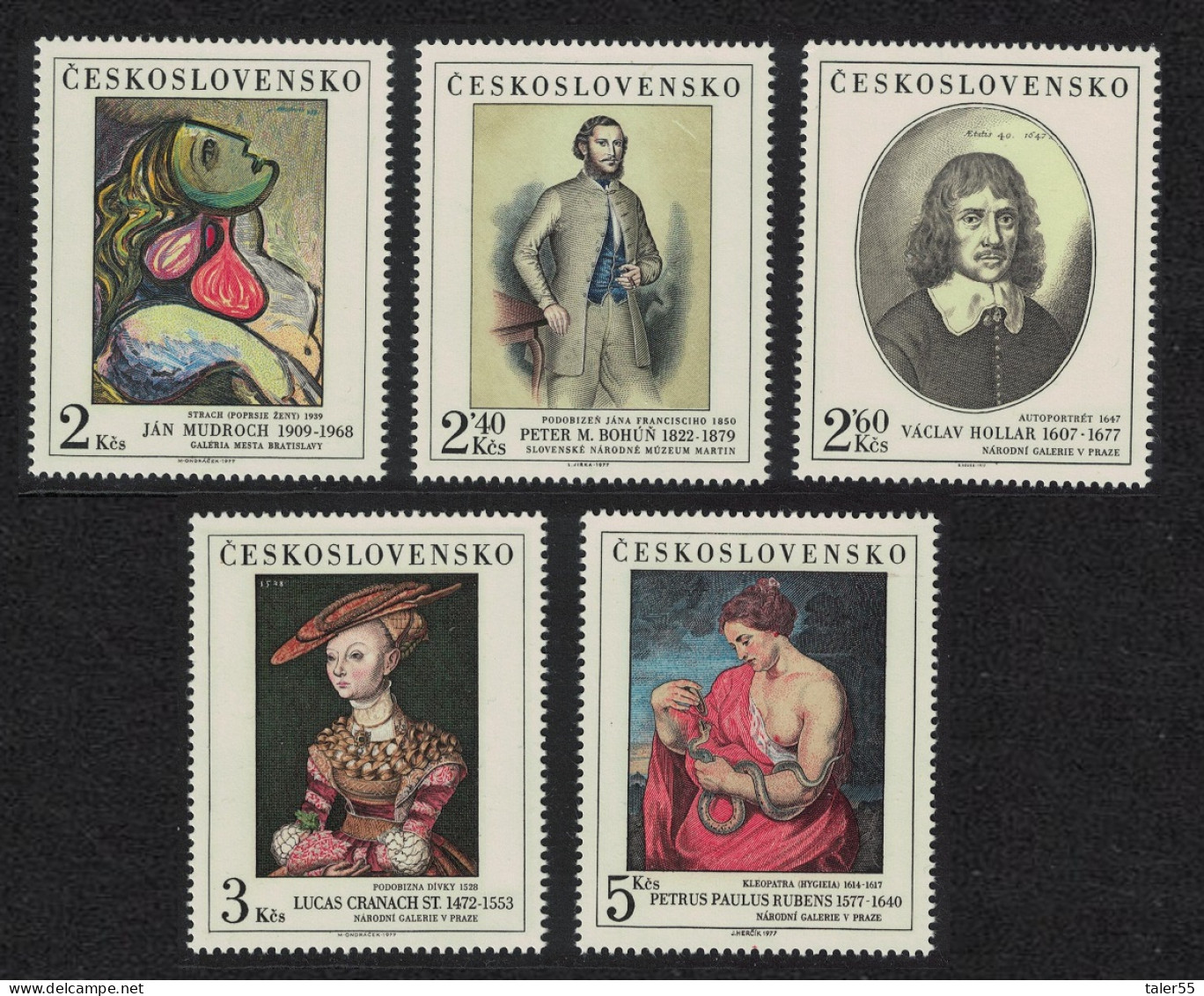 Czechoslovakia Art Paintings 12th Series 5v 1977 MNH SG#2375-2379 - Nuovi