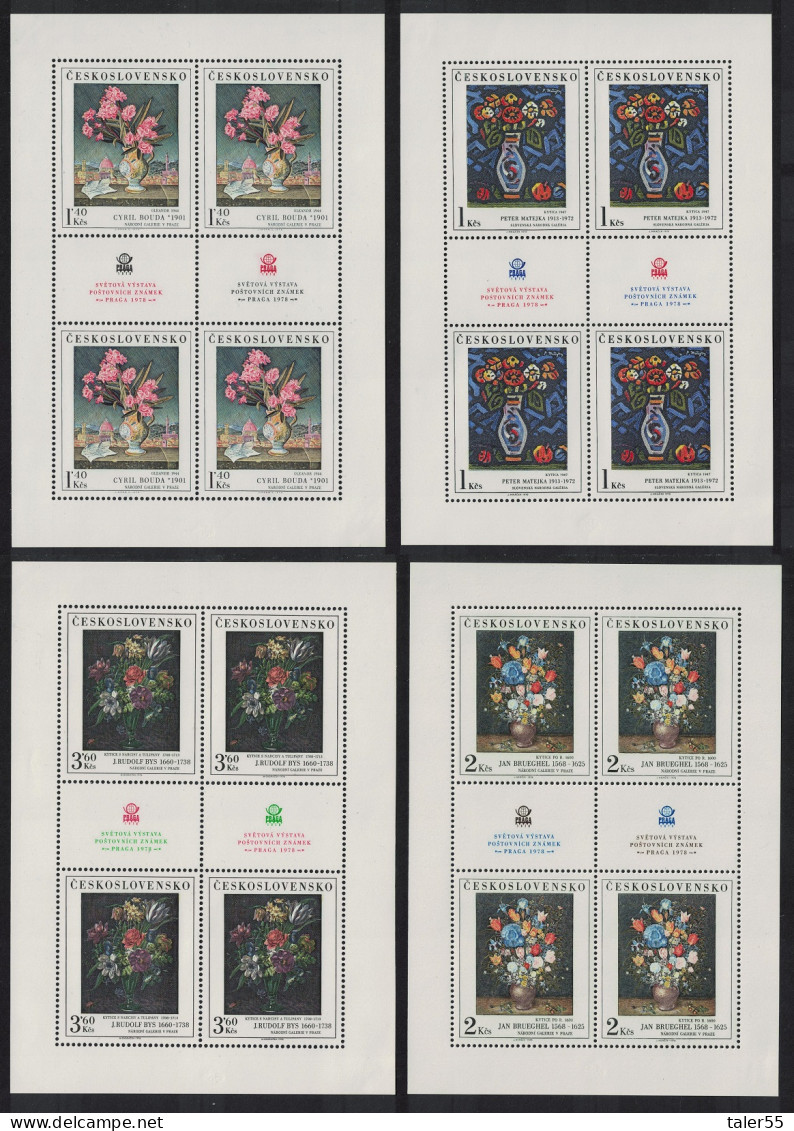 Czechoslovakia Art Paintings 11th Series 4v Sheetlets 1976 MNH SG#2313-2316 MI#2351-2354KB - Unused Stamps