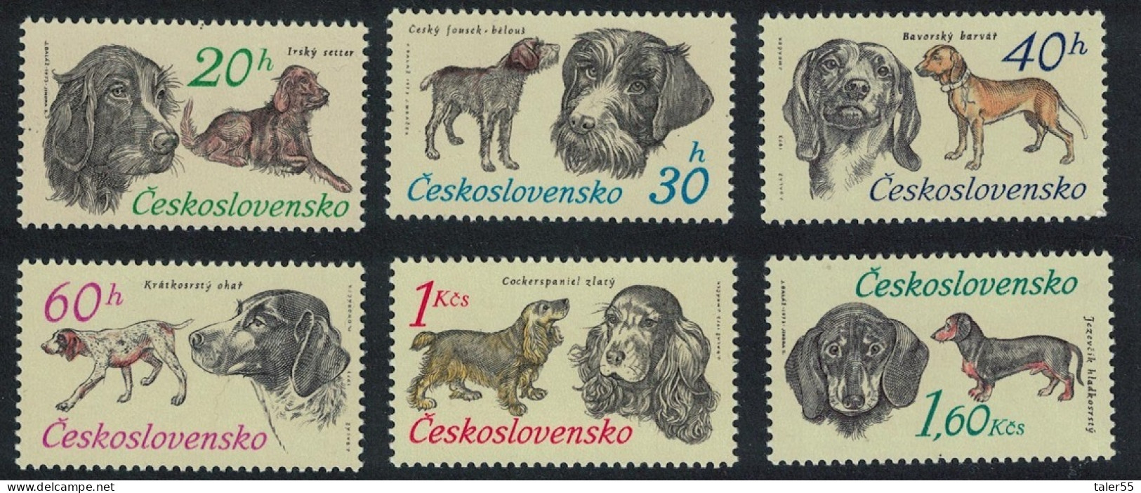 Czechoslovakia Hunting Dogs 6v 1973 MNH SG#2116-2121 - Unused Stamps